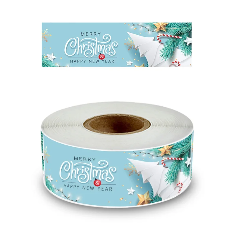 120 개/롤 해피 뉴 이어 베이킹 라벨 메리 크리스마스 스티커, 휴일 파티 선물..