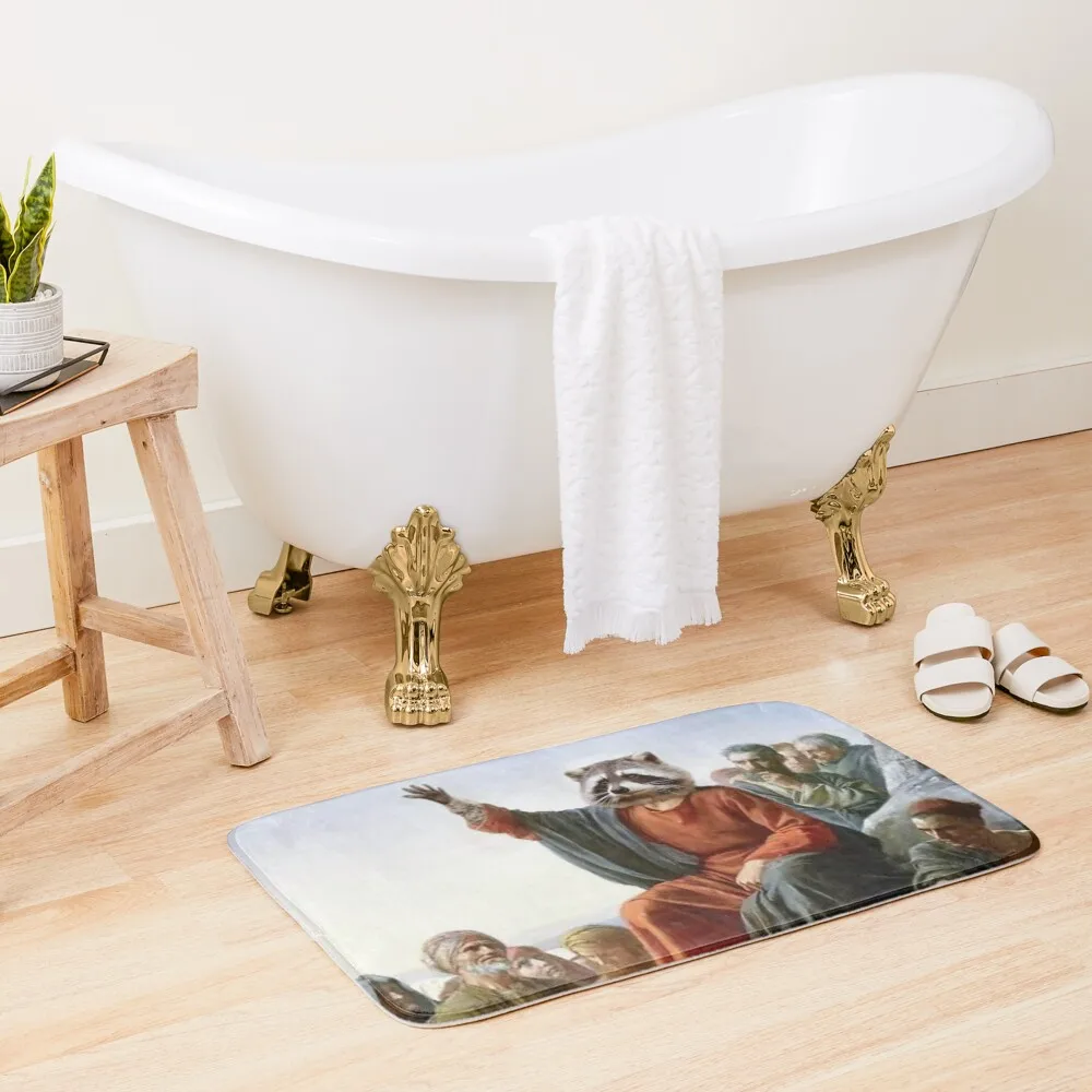 

Raccoon Jesus Bath Mat Household Items Floors Foot Bathroom Bathroom Rugs House Entrance Mat