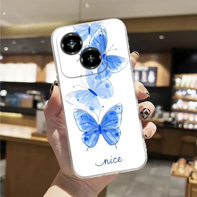 Luxury Clear Shockproof Silicone Soft Phone Case with Marble Floral Print