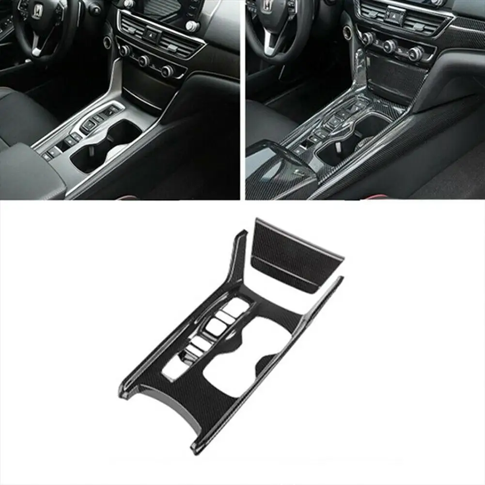 

2 шт. коробка переключения передач из углеродного волокна, панель, крышка, отделка, декоративная наклейка, аксессуары для стайлинга автомобиля, совместимы с Accord 2018-2021