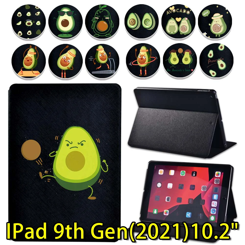 

Case for IPad 9th Generation 10.2 Inch 2021 Tablet Adjustable Folding Stand Cover for Apple ipad 9th Gen Avocado Pattern Case