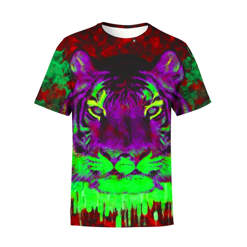 2022 New Summer Tiger 3D T Shirts Casual Boy girl Kids Fashion Short Sleeve boys girls Children Printed T-shirt Cool tops - tees t shirt kid