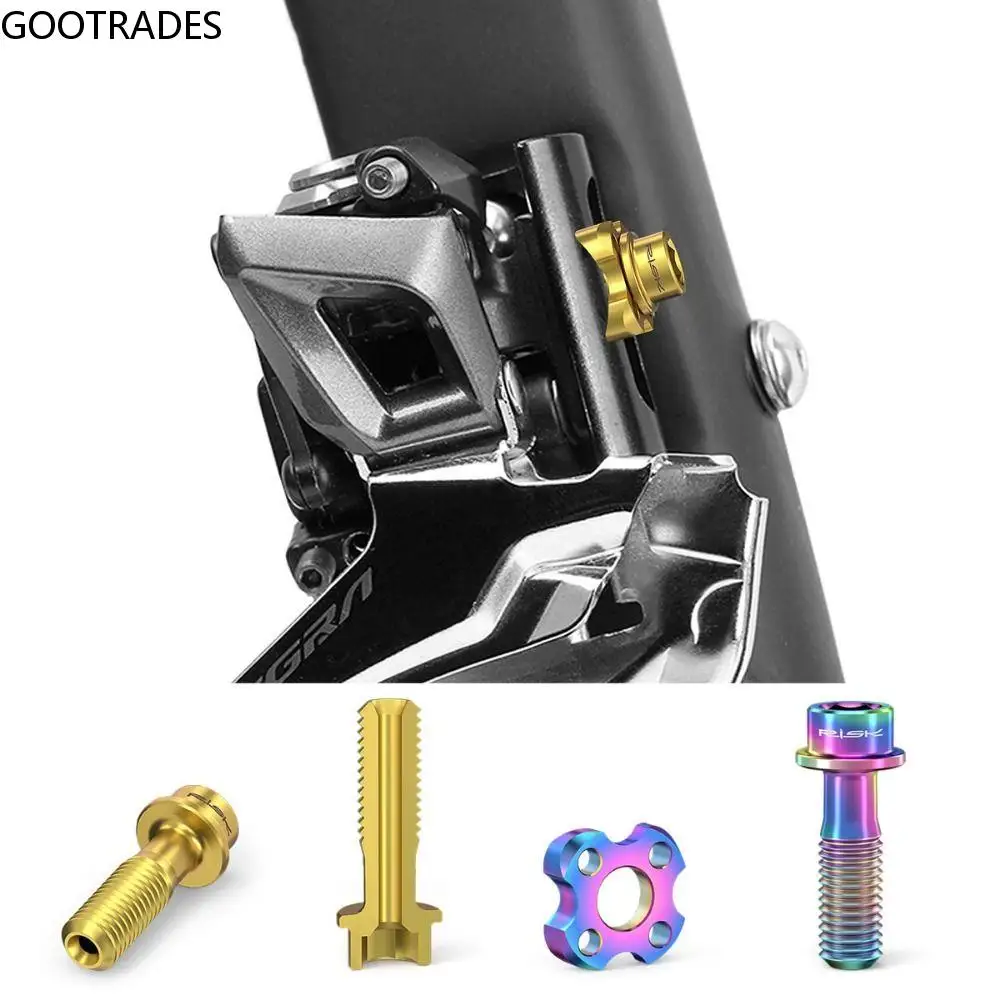 

Titanium Alloy Bicycle Front Derailleur Fixing Screw Hollow-out Design Ultra-light Bike Frame Fixing Screws Curved Gasket
