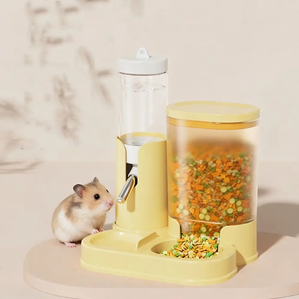 No Drip 2 in 1 Hamster Water Dispenser Leak-Proof with Base Hamster Water Bottle Automatic Hamster Food Basin for Small Animal