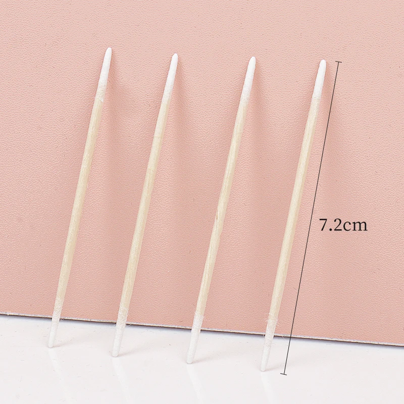 Disposable Ultra-small Double-end Wood Cotton  Swab 100pcs Lint Free Micro Brushes Eyelash Extension Glue Removing Tools 3