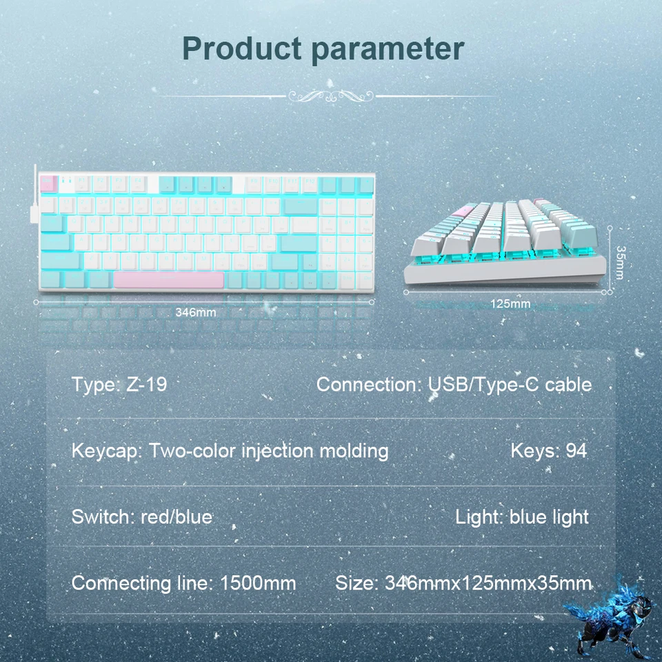 E-YOOSO Z19 USB Mechanical Gaming Keyboard Blue Red Switch 94 Keys