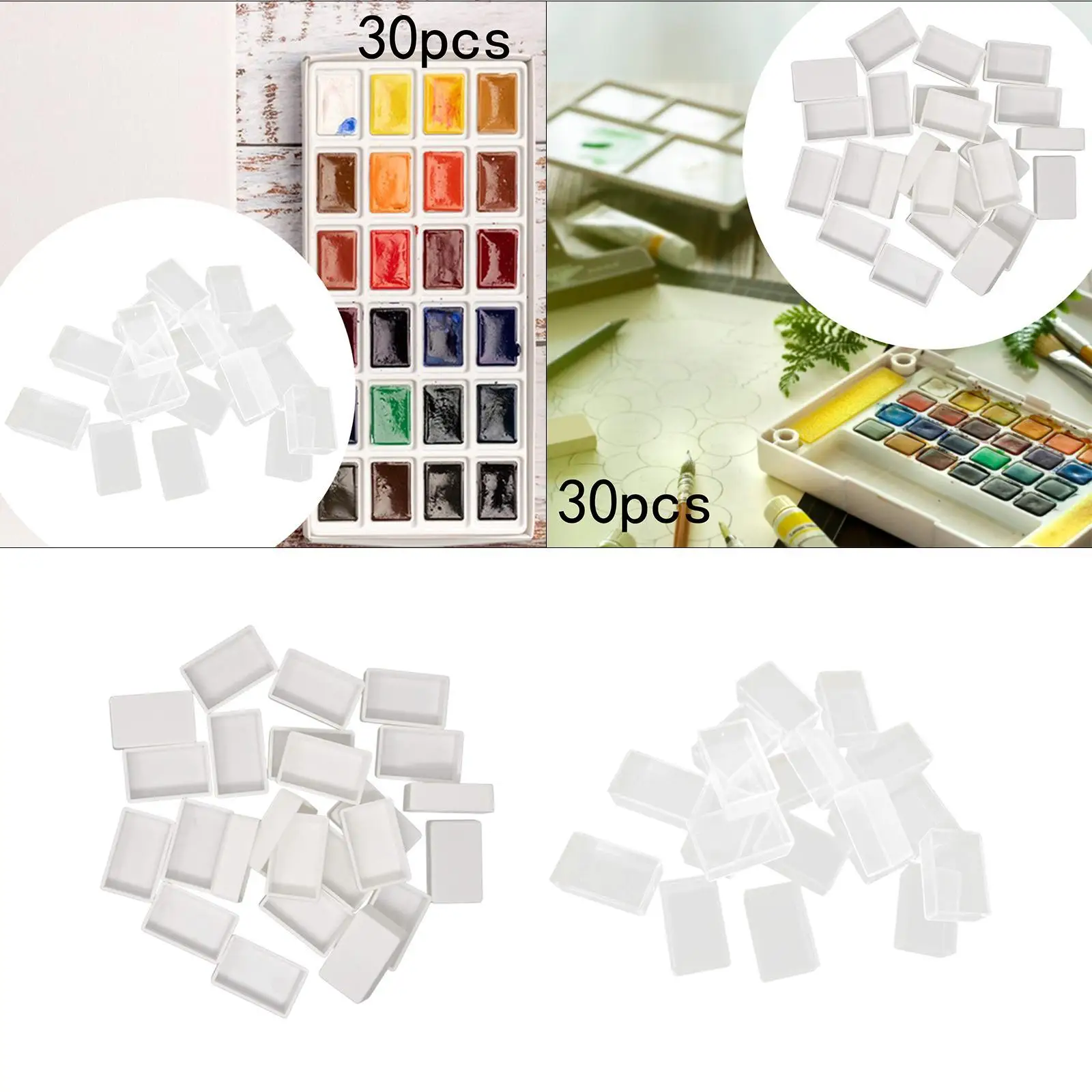30 Pieces Empty Watercolor Full Pans Artist Paint Pans for Art Drawing Watercolour Palette Adults DIY Oils Acrylics Palette