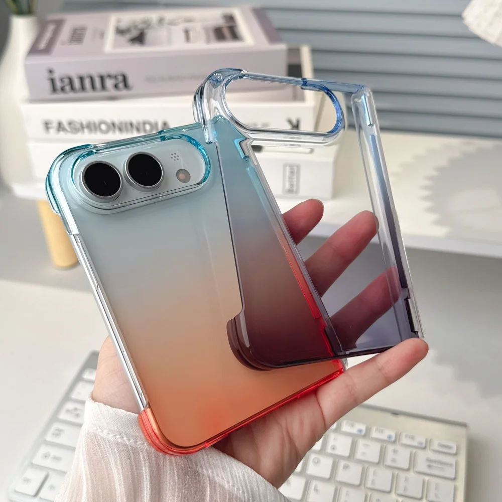 Gradient Color Ultra Slim Hard Phone Case with Transparent Hinge Protection and Matte Finish