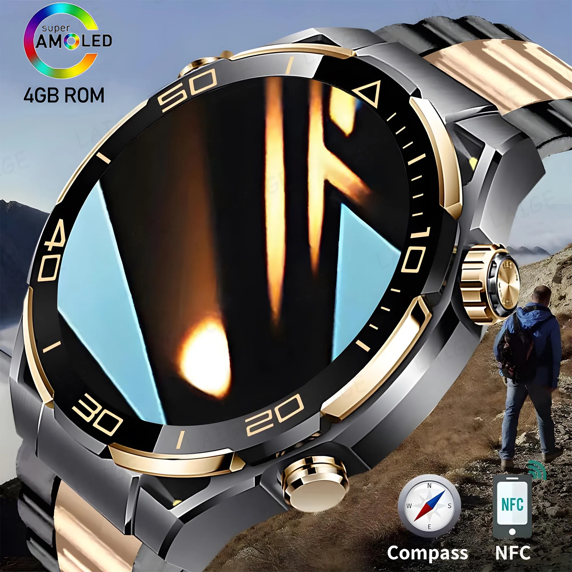 

2024 New Smart Watch Men 4GB Memory Sport Fitness Tracker 480*480 AMOLED HD Screen NFC Bluetooth Call smartwatch for Android IOS