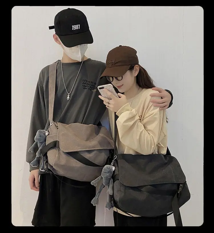 Sac Bandoulière Japonais Décontracté En Simili Cuir (PU) - Style Lycéen Pour étudiantes - Noir