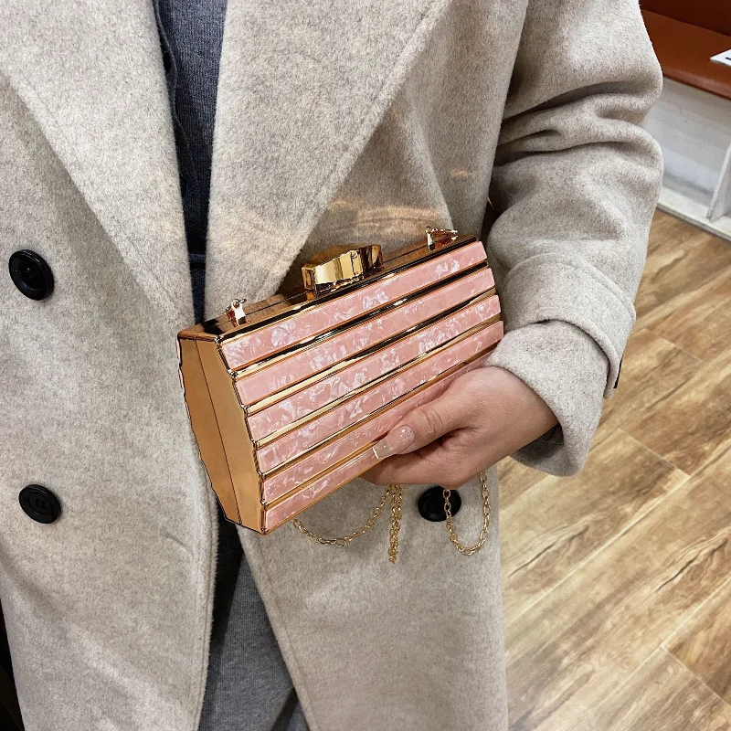 Trendy Designer Women Wallet Acrylic Evening Bags Party Wedding Clutch Pink Purse and Chic Handbag Women Shoulder Bag 2023 NEW