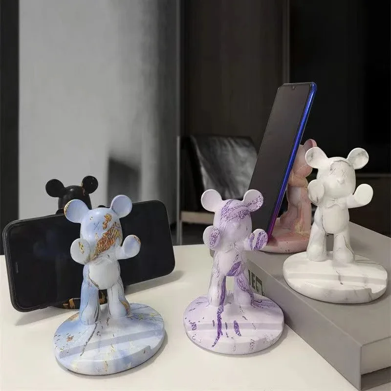 Charming French Bulldog Desk Decor: Cute Dog Sculpture Phone Holder and Home Office Ornament
