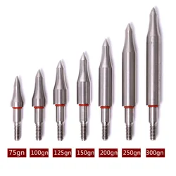 3/6pcs For OD7.6mm 7.9mm Arrow Shaft DIY 75 100 125 150 200 250 300 Grain Stainless Steel Arrow Point Tip Broadhead Arrow Head