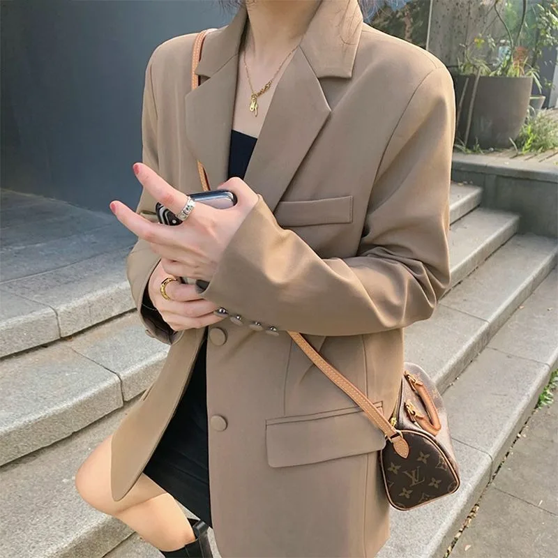 

High-Grade Suit Jacket Spring Autumn 2024 New Women Leisure Blazers Korean Style Fashion Single-Breasted Baggy Female Outwear