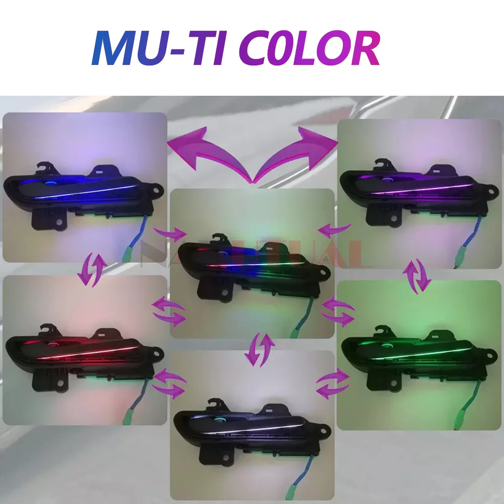 업그레이드 된 스마트 통합 전기 도어 핸들, 테슬라 모델 3 Y 2018-2023 용 다채로운 LED 조명 포함, 자동 열림 핸들