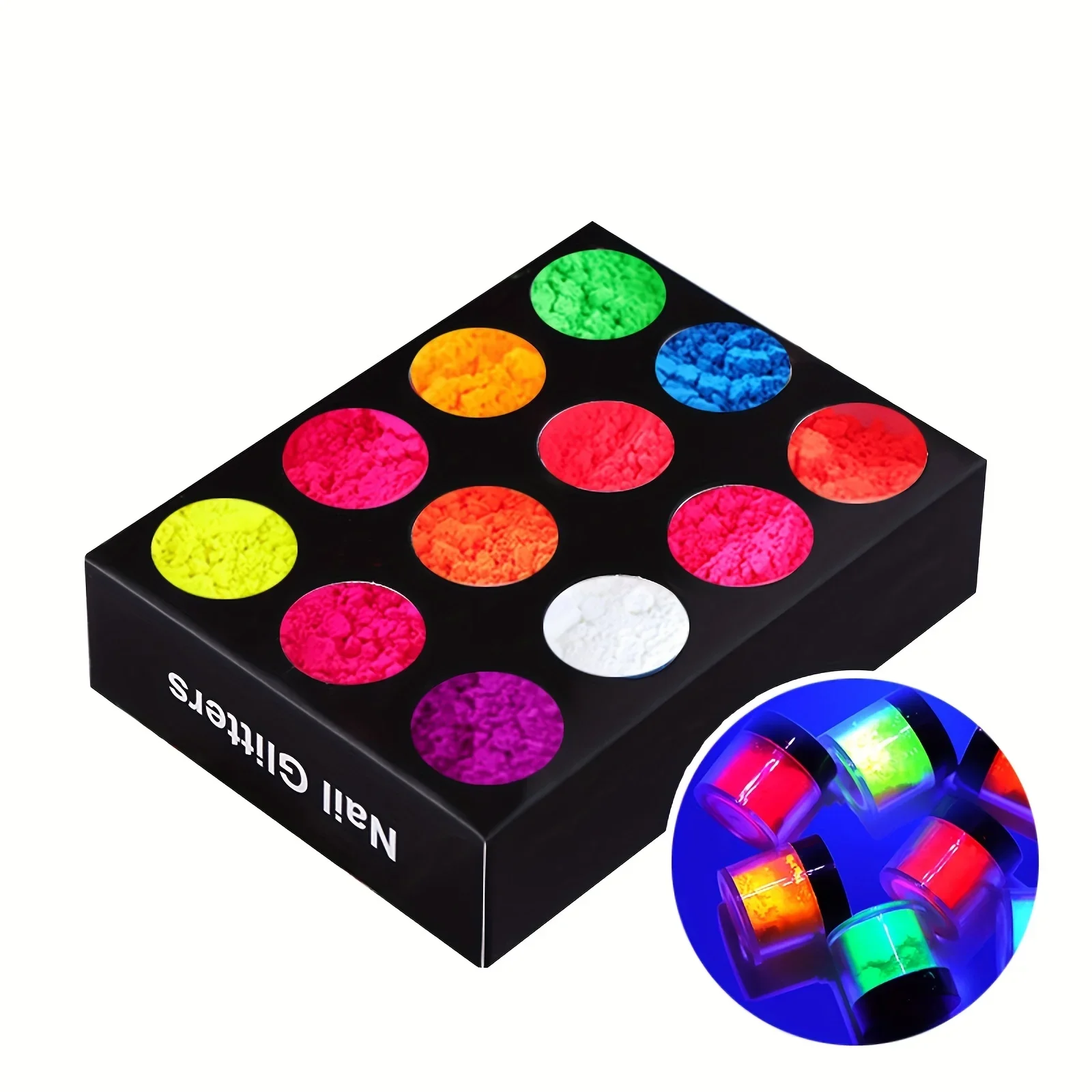 12 Colors Pigment Nail Powder Kit, Pigment Nail Super Bright Neon Powder Barbie Fluorescent Acrylic Set, With Clear Box