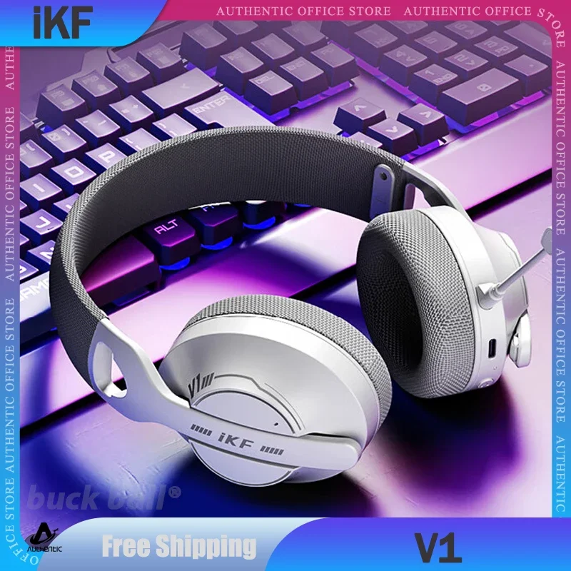 

iKF V1 Gamer Earphones Wireless Bluetooth Over Ear Earphone Dynamic Headset Noise Reduction Lightweight With Microphone Headset