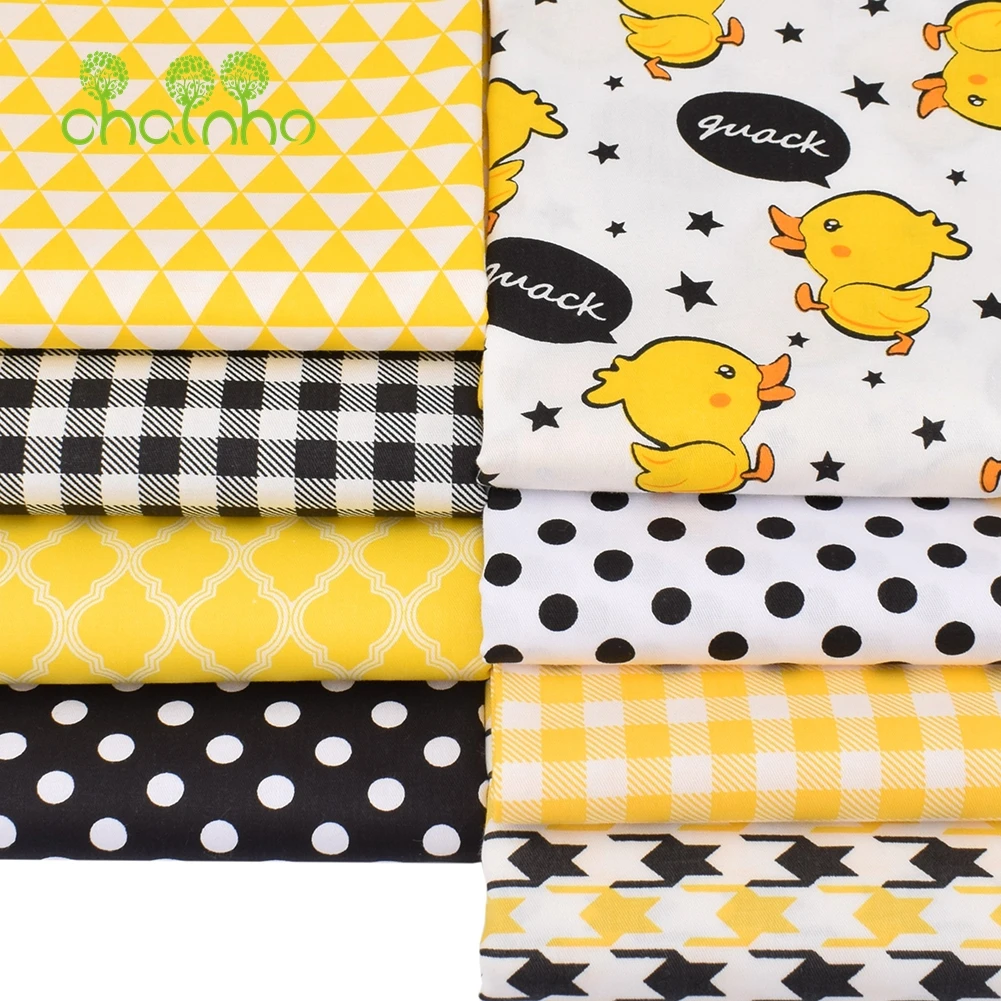 Chainho,Printed Twill Weave Cotton Fabric,Patchwork Cloth,DIY Sewing Quilting Material,Little Duck Series,2 Specification,CC216