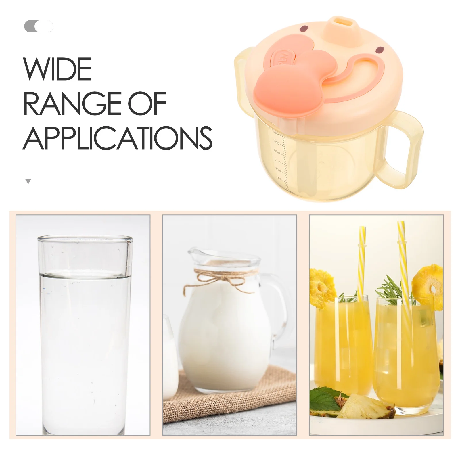 흘림 방지 실리콘 빨대컵 손잡이 포함,  및 노인 케어용 계량 온스 표시, 버블티, 아이스커피, 휴대용