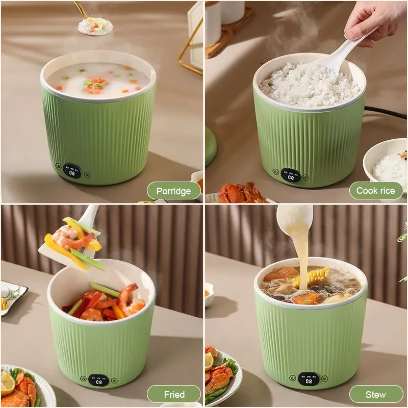 Multifunction Rice Cooker Electric Skillet Noodle Cooking Pot Egg Omelette Frying Pan Mini Hotpot Baby Food Stew Cup Soup Heater 5