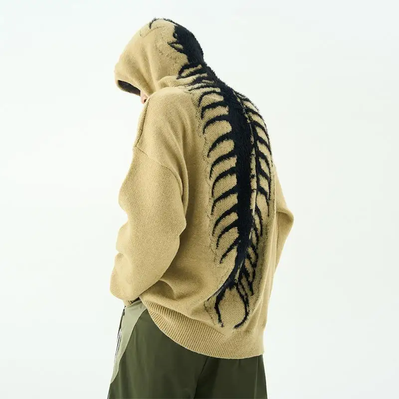 Slouchy hooded sweaters for men in winter American knitwear sweater port vibe small crowd high street lovers sweater trend top turtleneck sweater basic sweater jacquard sweater