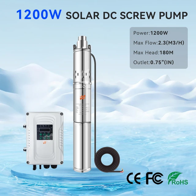 Pompe Solaire De Puits Submersible 24V 300W - 3 Pouces - Contrôleur MPPT - Débit Jusqu'à 13 GPM