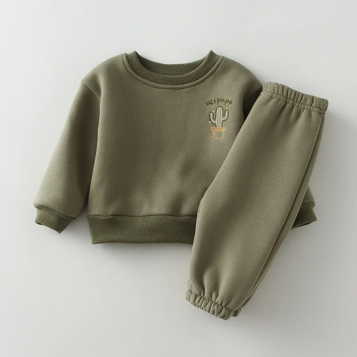 Autumn Winter Baby Girl Boy Clothes Set Embroidery Thicken Fleece Warm Sweatshirt Pant Boy Tracksuit Toddler Clothes Outfit 2Pcs 4