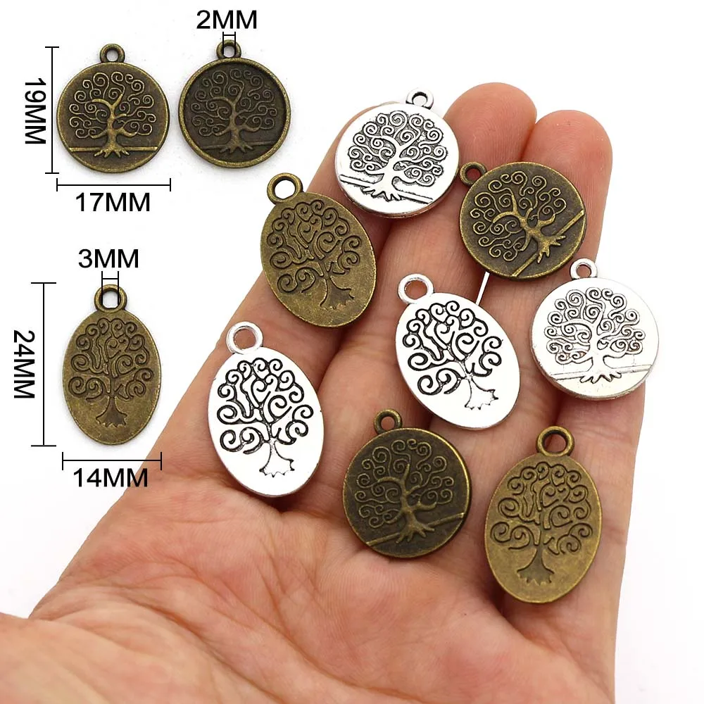 Tree of Life Charm, Bohemian Metal Charms, Gold or Silver (Pack)