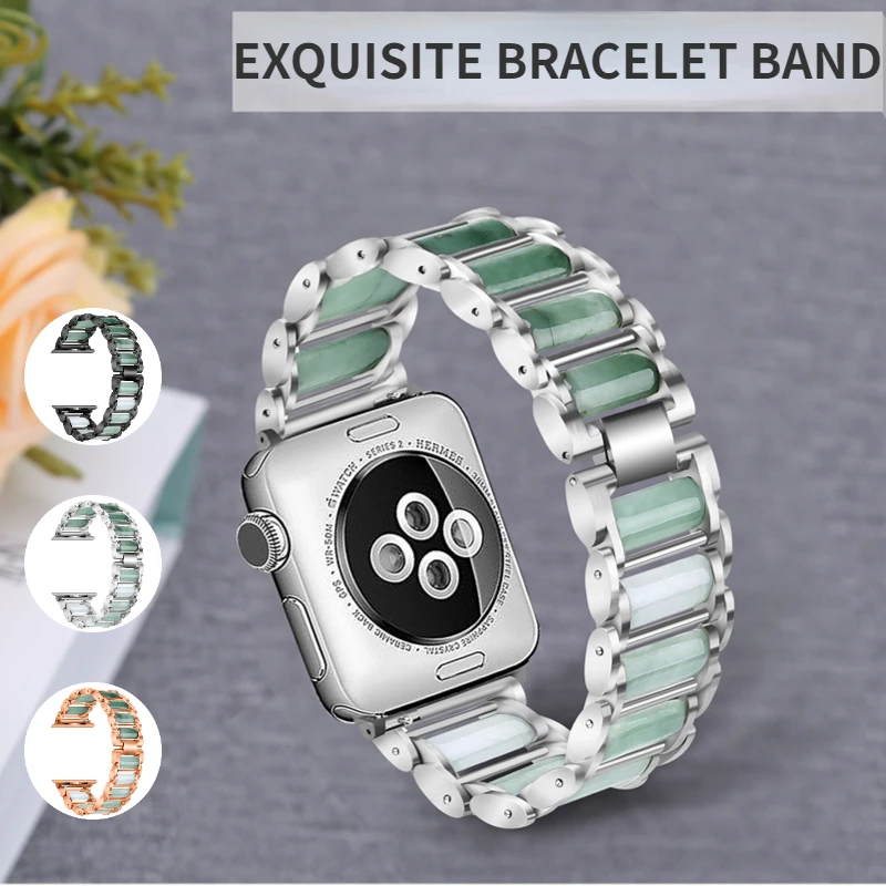 

Emerald Jewellery+Metal Strap For Apple Watch Ultra 8 7 6 5 4 SE Luxury Bracelet Band iWatch 49mm 45mm 44mm 41mm 42mm 40mm Belt