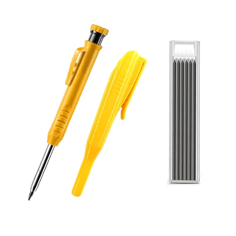 Durable Carpenter Pencil with Refill Lead and Built-in Sharpener for Precision Woodworking
