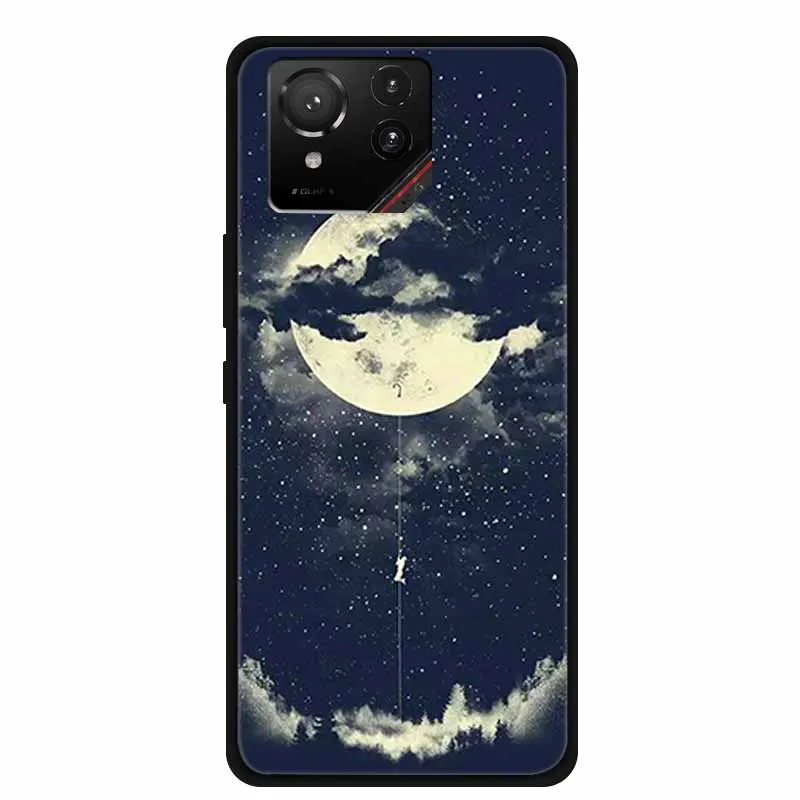 Cartoon Printed Soft Black Silicone Phone Case