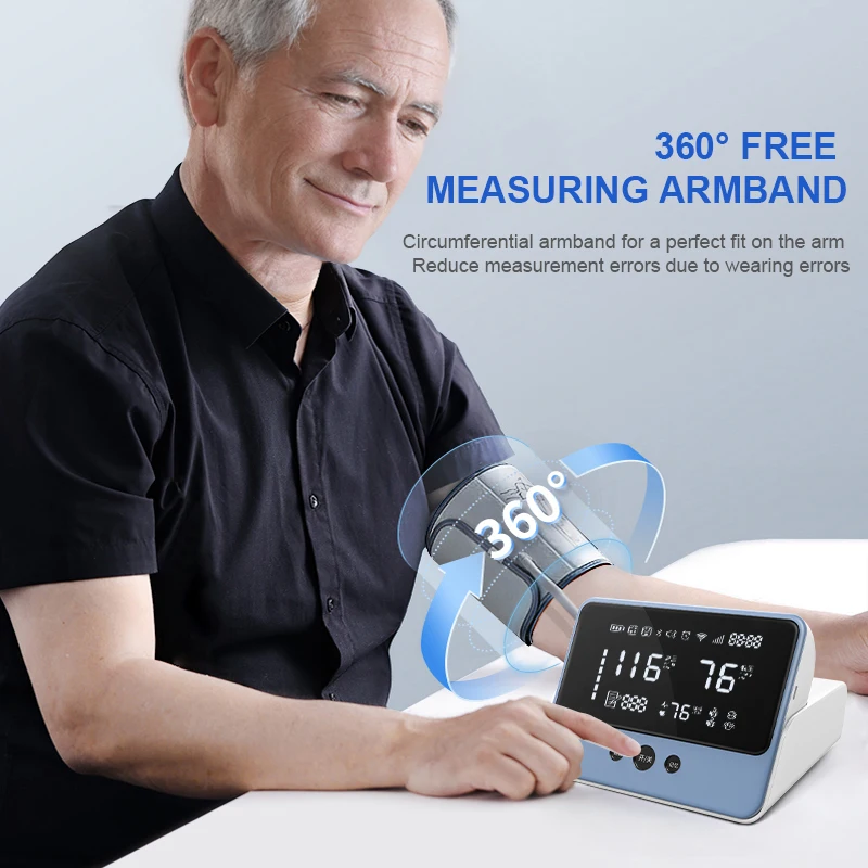 Arm Blood Pressure Monitor, Unique two ways to measure at the same time design, more accurate Sphygmomanometer for Home Use.