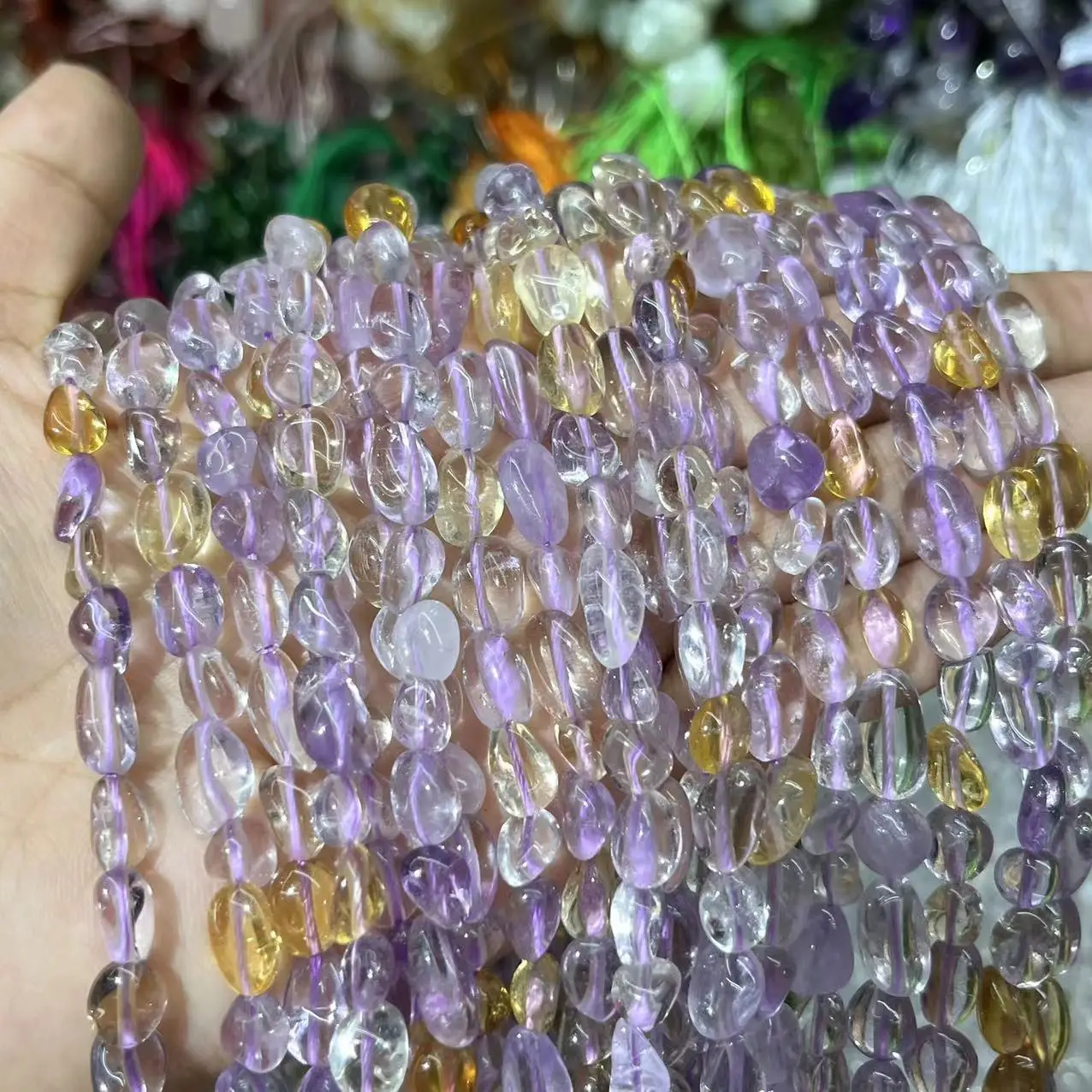 

6-8mm Irregular Natural Stone Ametrine Loose Spacer Beads For DIY Necklace/Bracelet 18 Inch Factory Price Wholesale