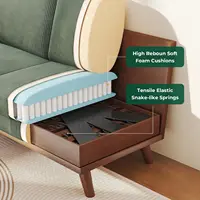 68" Green Loveseat Sofa, Comfy Corduroy with Spring Cushion, Solid Wood Frame, Modern Deep Seat for Bedroom , Customized 4