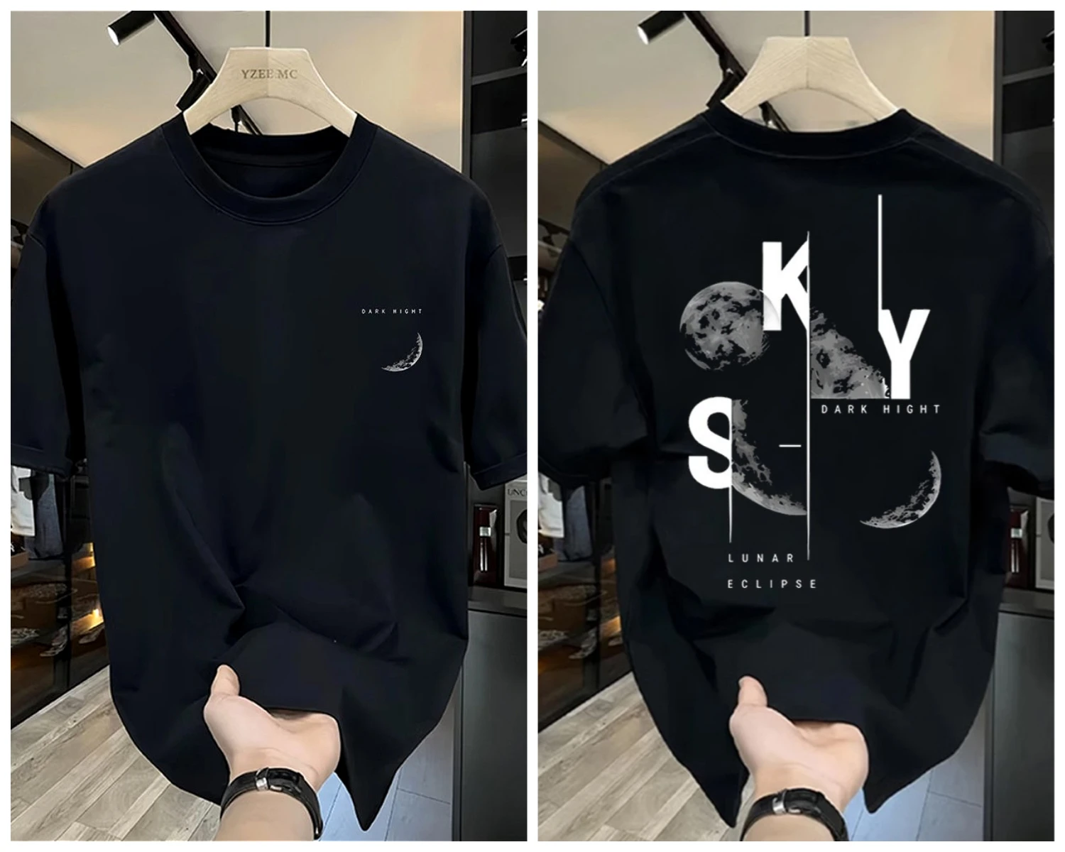 2026 순면 패션 아메리칸 쿨하고 스타일리쉬한 트렌디한 레터 프린트 티셔츠, 여름 라운드넥 캐주얼 반팔 상의