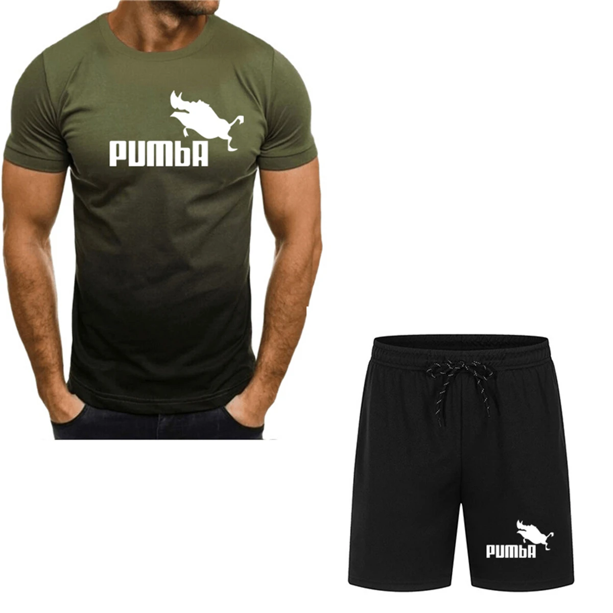 Fashionable men's sportswear short-sleeved T-shirt + sportswear shorts summer casual jogging suit quick-drying two-piece set
