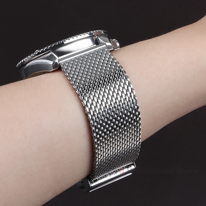 Premium Milanese Woven Stainless Steel Watch Band, Adjustable Widths