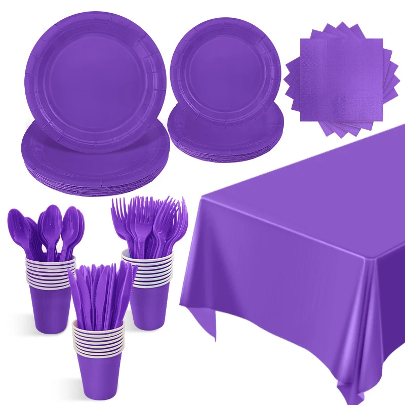 Birthday Party Disposable Tableware Paper Napkins Cups Plates Tablecloths Straw