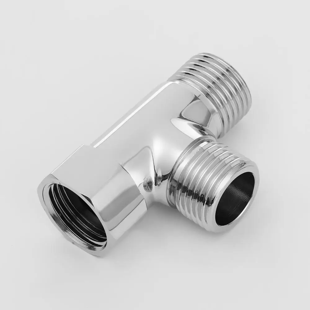 1/2" 3 Way Brass Chrome Diverter Tee Connector T Shape Kitchen Sink Splitter Faucet Adapter Diverter Bathroom Kitchen Supplies diverter valve,t adapter valve