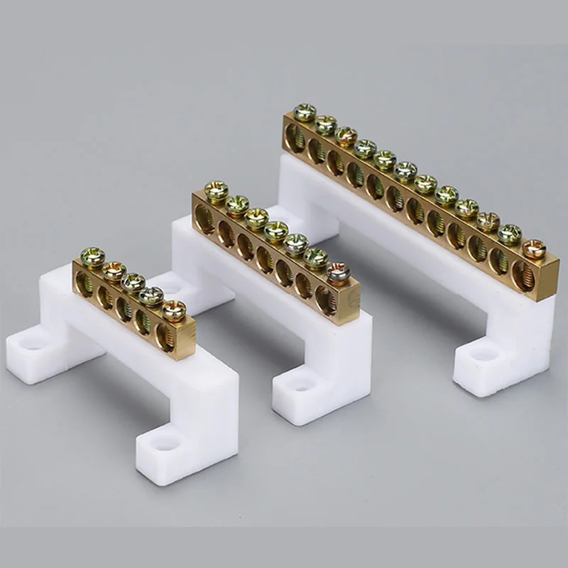 Terminale Di Connessione A Barra Di Rame Con Fila Di Messa A Terra A Linea Zero 5/7/10Pin Scatola Di Distribuzione Terra E Terminale In Ottone Neutro 