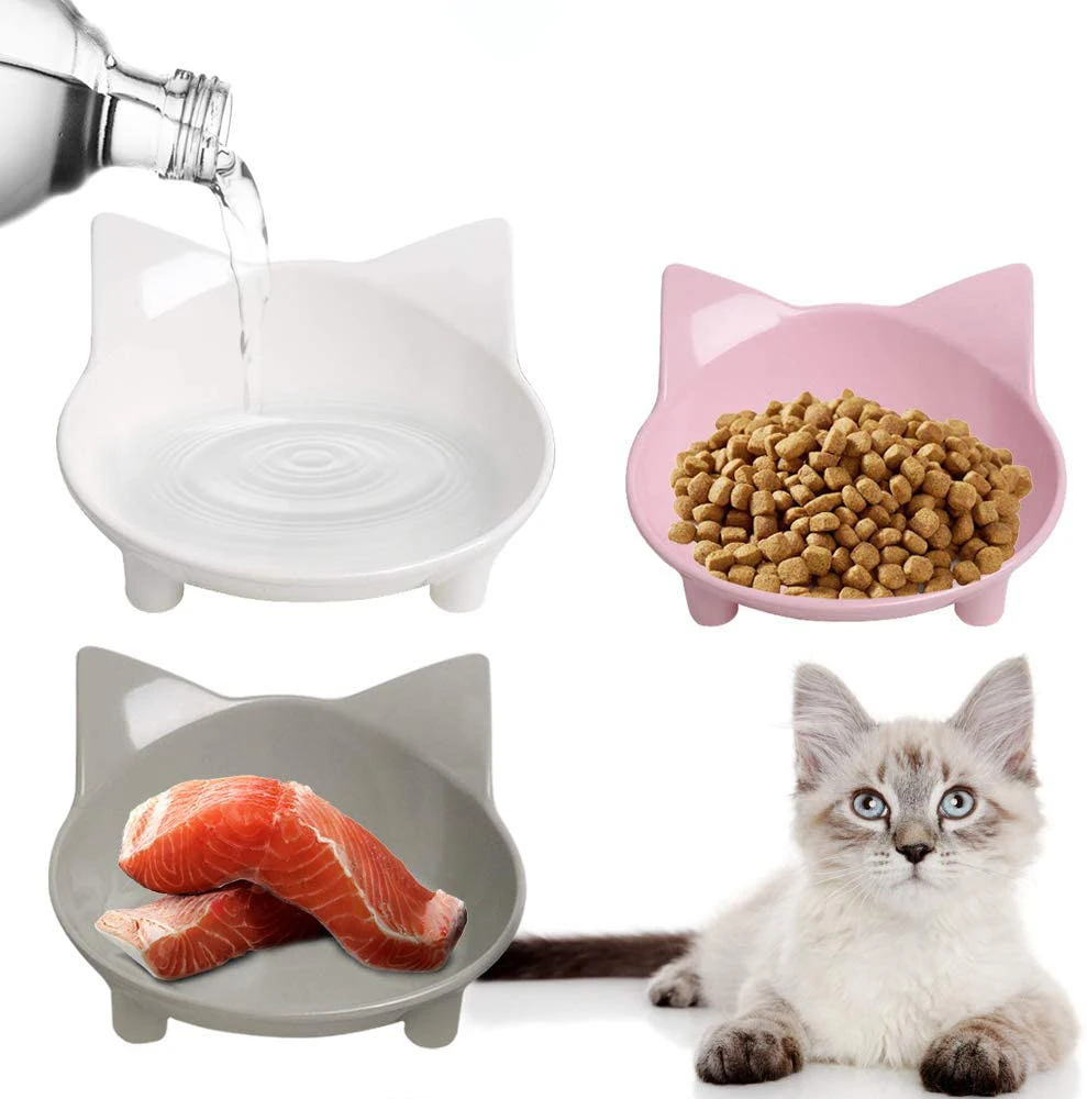 Cat Food Bowl Non Slip Pet Bowl Shallow Cat Water Bowl To Stress Relief