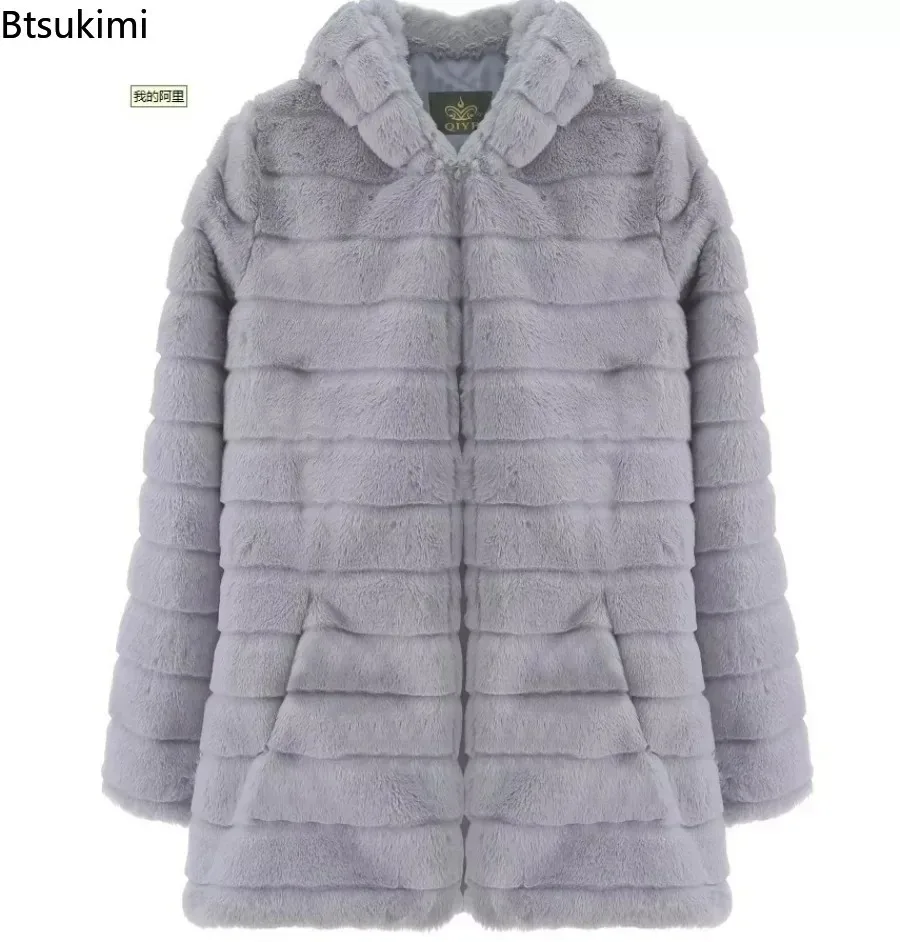 2024 Women's Winter Thicken Mink Coats Fluffy Faux Fur Long Coat Jacket Women Warm Hooded Jackets For Ladies Overcoats куртка