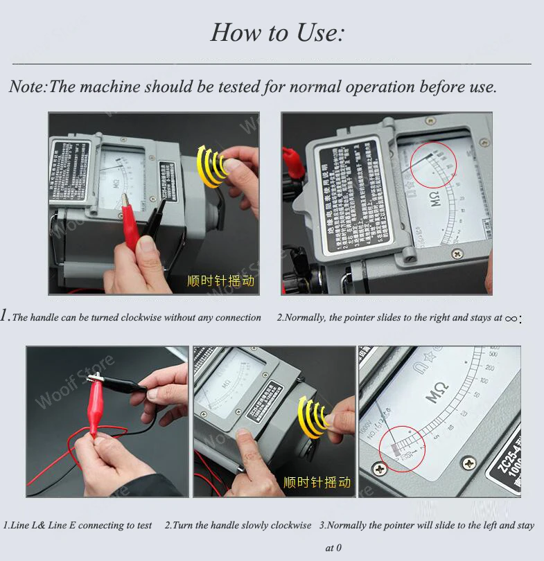 ZC25-4 1000V 1000M&Omega; ohm Insulation Megohm Tester Resistance Meter Megohmmeter with plastic case High quality