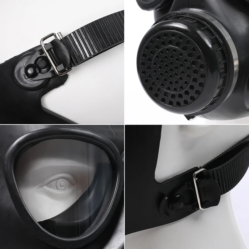 Black Full Face Mask Chemical Gas Respirator Natural Rubber Mask For Painting Pesticide Spraying Welding Work