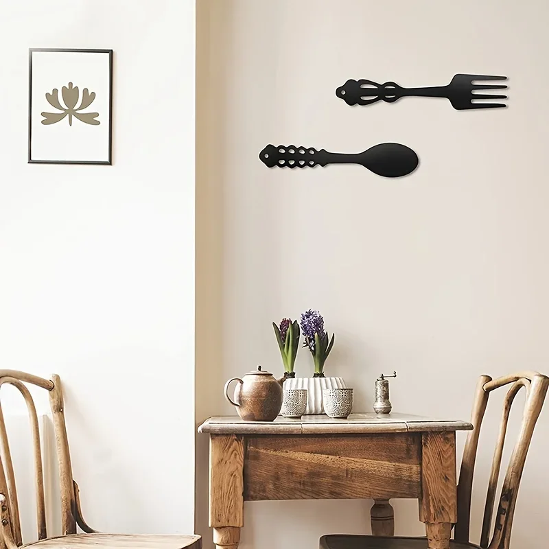 

Large Kitchen Rustic Decor Fork Spoon Metal Signs, Spoon Shaped Wall Sign Fork Shaped Hanging Sign Farmhouse Kitchen Decors