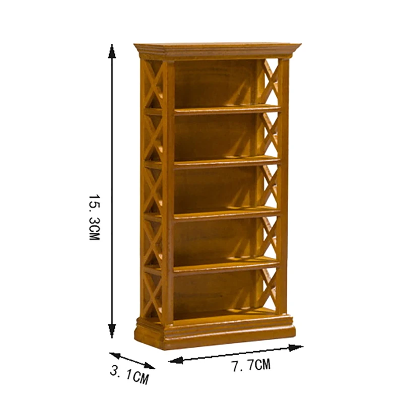 1/12 Dollhouse Bookshelf Storage Cabinet Miniature Closet Book Table Cabinet Shelf Model Dollhouse Furniture Decor DIY Toys 6