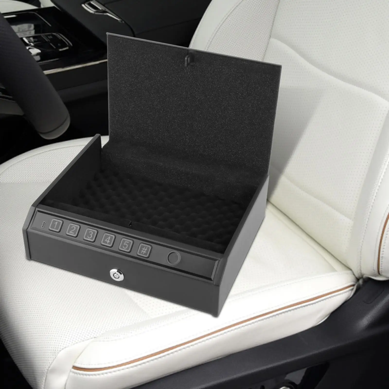 Portable Mini Safe Box Large Capacity Safe Device with Light Portable Insurance Storage Box for Bedside Car Home Beach Travel