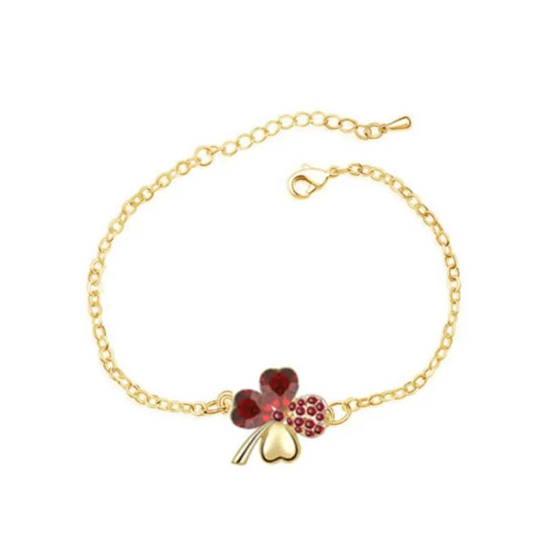 Crystal Clover 4 leaf leaves Link bracelet bracelet jewelry Bangle fashion jewelry charm lover girl gift office quality birthday wed
