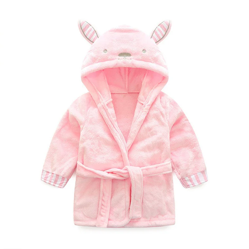 

2023 Winter Kids Bathrobe Clothes New Warm Plush Robe Children Cartoon Rabbit Sleepwear Homewear Baby Girl Boy Flannel Pajamas