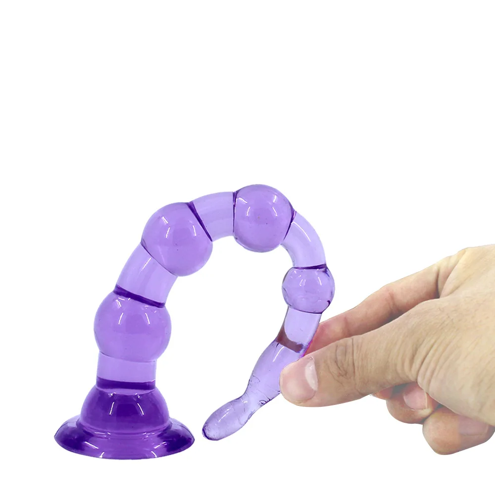 Gerippter Silikon Analplug Mit Perlen Und Jelly Dildo Toy_voghion.com